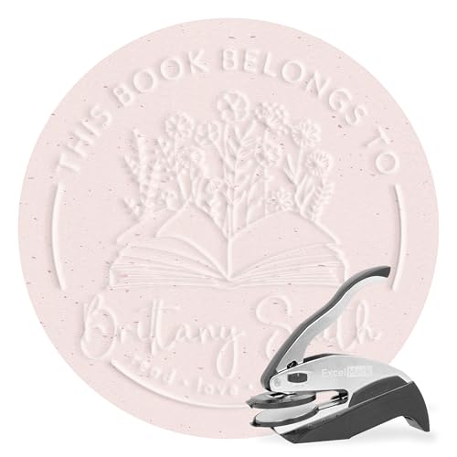 ExcelMark Personalized Book Embosser - Wildflower Book (Round)