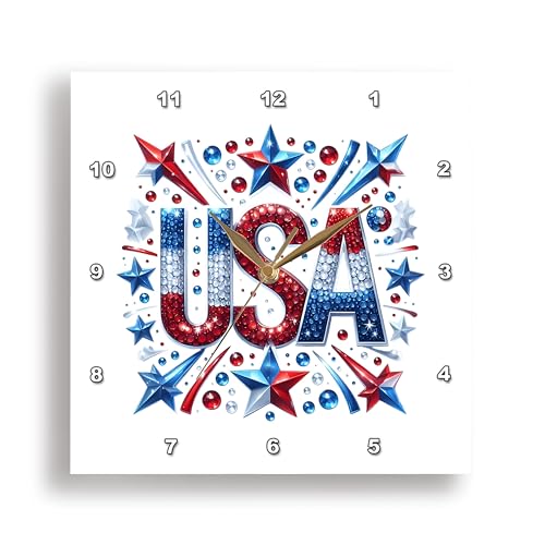3dRose Stunning USA Text Art, Images of Stars and Jewels.