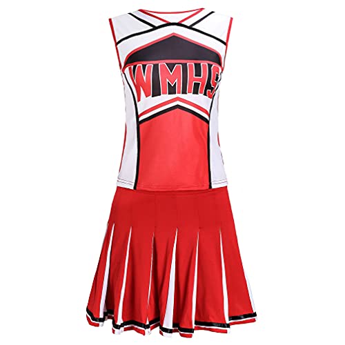Jungerhouse Uniforme de Pom-Pom Girl Costume High School Outfits Performance sur scène (Rouge,S) Cover
