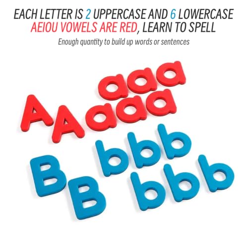 Tsawntd 208PCS Magnetic Alphabet Letters Set Soft-Touch Magnetic Letters with Red Vowels & Blue Consonants Educational Alphabet Magnets Set for Spelling & Vocabulary Learning Magnets - Image 9