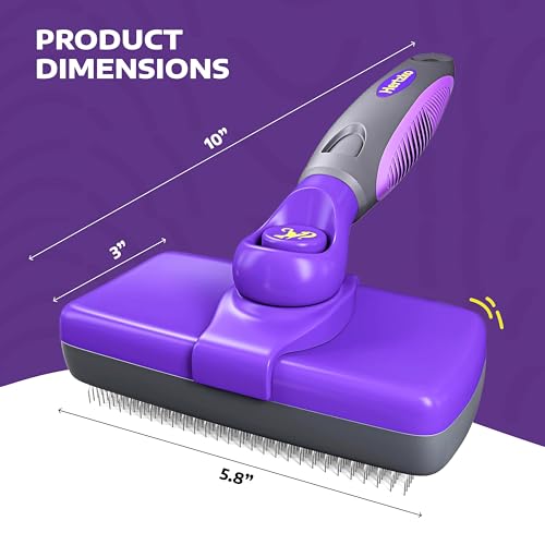 Hertzko Self Cleaning Slicker Brush for Dogs and Cats - Pet Hair Brush for Shedding Long and Short Hair - Easy Clean Retractable Bristles - Cat and Dog Grooming Tool - Purple - Image 4