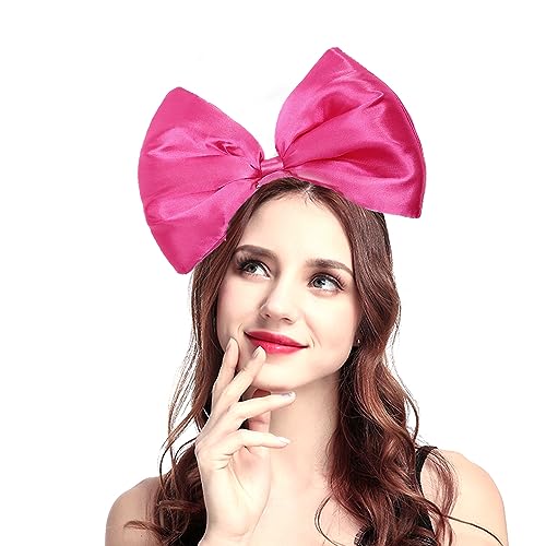 Bubbmi Women Satin Large Bow Headband Oversized Huge Bow Hair Hoop Birthday Party Festival Costume Girls Headpiece(satin hotpink)