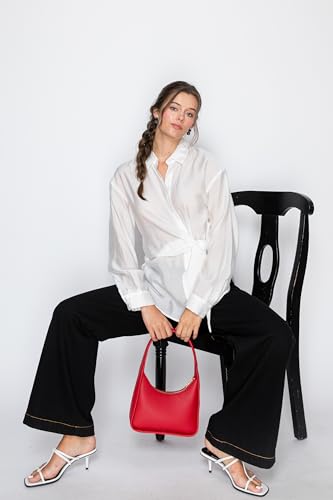 Image of Small Minimalist Shoulder Bag for Women, Faux Leather Underarm Purse, Chic Top Handle Handbag for Everyday