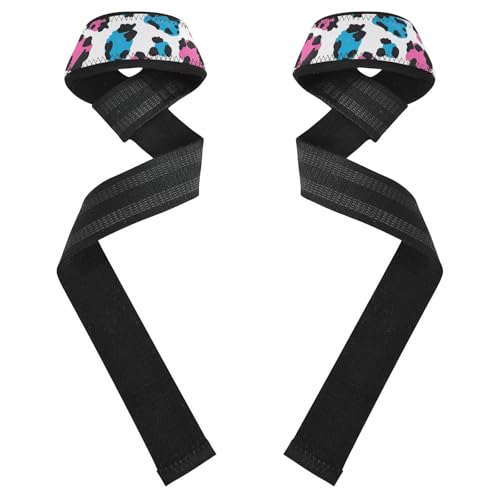 Nander Fashion Animal Leopard Print Wrist Straps for Weightlifting,Lifting Straps with Neoprene Cushioned Wrist Padded and Anti-Skid Silicone for Strength Training,Bodybuilding,Deadlifting