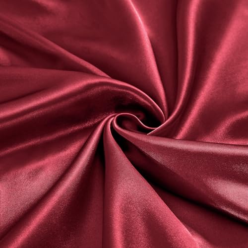 Image of Ersmak Silk Satin Fitted Sheet, Soft Deep Pocket Bottom Luxury Full Fitted Sheet, Wrinkle Free, Breathable, Fade Resistant - Burgundy