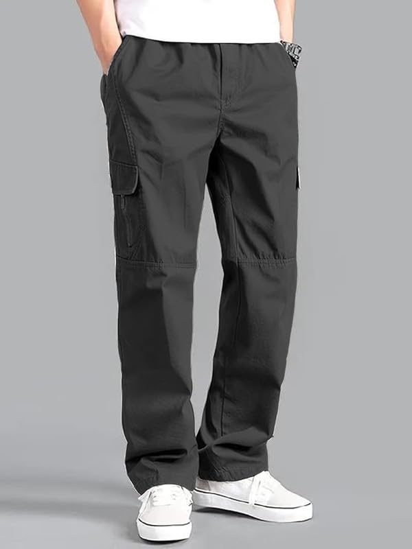 Image of DEELMO Men's Stylish Multi-Pocket Cargo Pants || Casual Fit Trousers || Stylish Cargo Trousers for Men || Men's Pants (MD506 01 04)
