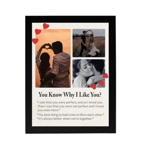 Image of FA6 Personalized Couple Quote Photo Frame Custom Romantic Memory Frame with Your Photos Anniversary, Wedding & Valentine's Day Gift 16 x 24 Inch