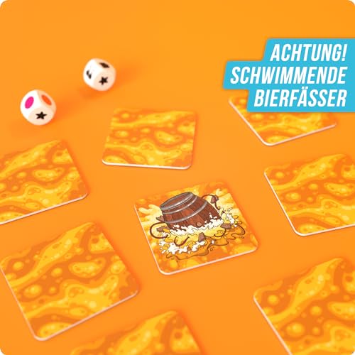 DENKRIESEN - Bierfischen | Kartenlegespiel für 2-5 Spieler | Ab 16 Jahren | Trinkspiel & Partyspiel | Memospiel mit Würfeln & 25 Bildkärtchen | Spielspaß in 20 Min | Original aus dem Kult-Spieleverlag
