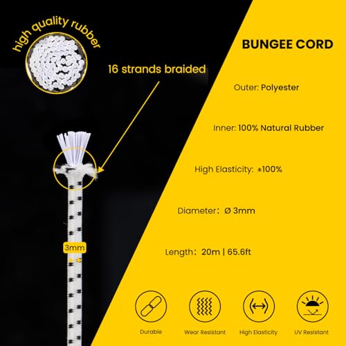 Brotree Elastic Cord Bungee Cord 3mm x 20m Elastic String Rope for DIY Crafts, Sewing, Beading, Jewellery, Necklace, Bracelet - Image 3