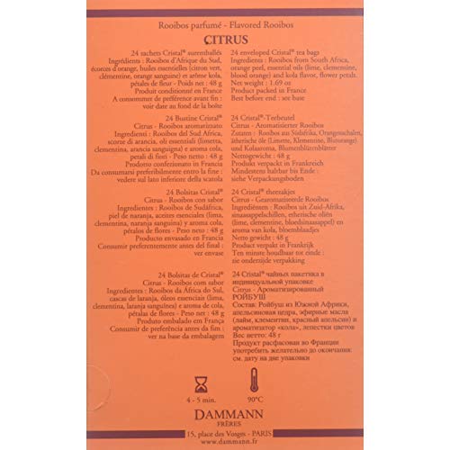 Dammann Freres Sachets, Rooibos Citrus Tea Bags, Premium Gourmet, Notes Of Lemon, Clementine, And Orange Tea, Individually Wrapped, 24 Count (Single Pack) #TOP2