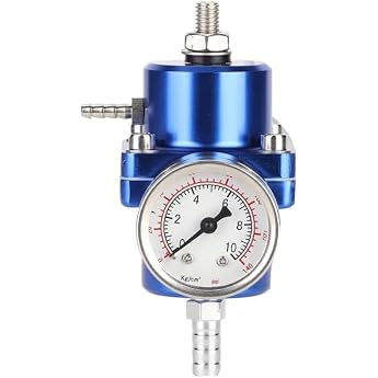 Fuel Pressure Regulator Kit Car Fuel Pressure Regulator Aluminium Alloy Universal FPR Fuel Pressure Regulator Universal FPR Pressure Regulator with Pressure Gauge Hose 0-140 psi Adjustable Blue