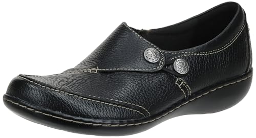 Clarks Women's Ashland Lane Q Slip-On Loafer, Black, 8