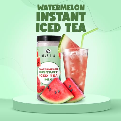Image of Bevzilla Black Currant,Blueberry,Lemon,Watermelon & Peach Passion Instant Ice Tea Powder Combo - 400g Each Jar | Refreshing Summer Iced Tea Drink | Instant & Easy to Make (Pack of 3)