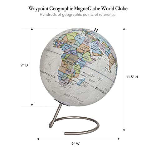 Waypoint Geographic Magneglobe, 9” Metal Globe With 32 Magnetic Pins For Marking Travels, Interactive World Globe For Home Or Office Decor, Gift For All, Antique #TOP2