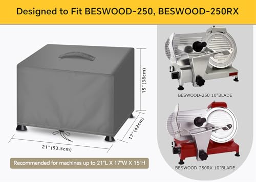 Image of Meat Slicer Dust Cover for 10 inch Commercial Slicers, Compatible with BESWOOD, VEVOR, KWS & All Other Table Top Semi-Auto Commercial Slicers with 10 Inch Blade - 21 inchL x 17 inchW x 15 inchH, L, GRAY