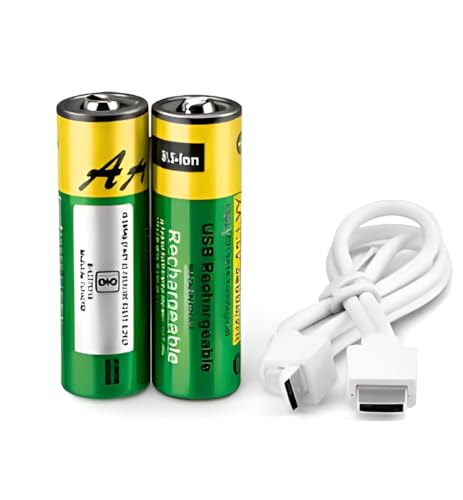 Image of AAA Rechargeable Battery 800 mWh & 1.5V Lithium Ion USB Type-C Charging Cell, Triple A Direct Charge Battery with LED Indicator, Fast Rechargeable Battery for Remote, Mouse, Toys (1 Pair)