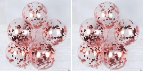 Image of AMFIN (Pack of 40) Transparent Balloons Bouquet Combo with Re Filled Rosegold Confetti & Ribbons for Anniversary, Birthday, Baby Shower, Valentine Day Party Decoration Balloon Bunch - Rosegold