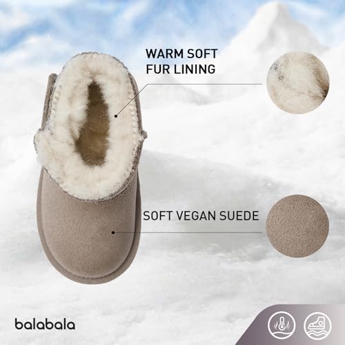 Balabala Toddler Snow Boots Winter Boots for Girls Water Resistance Boys Boots Kids Boots Solid Suede Boots Warm Lightweight4