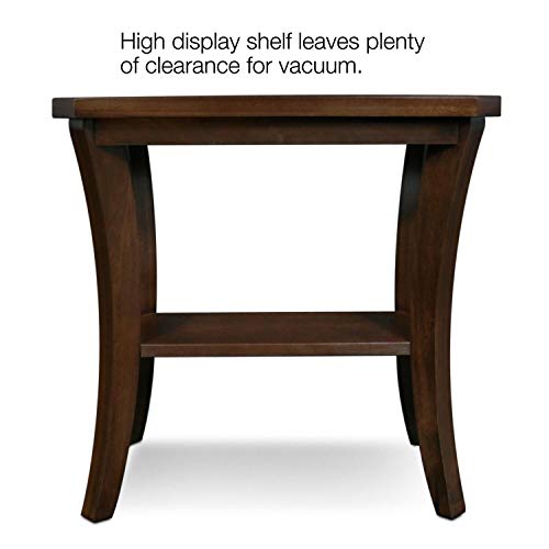 Image of Leick Home Boa End Table, Solid Wood, Narrow, Bottom Display Shelf, Easy-Assembly, For Living Room /Bedroom, Chocolate Oak, 24.0 in. L x 14.0 in W x 24.0 in. H, 10305