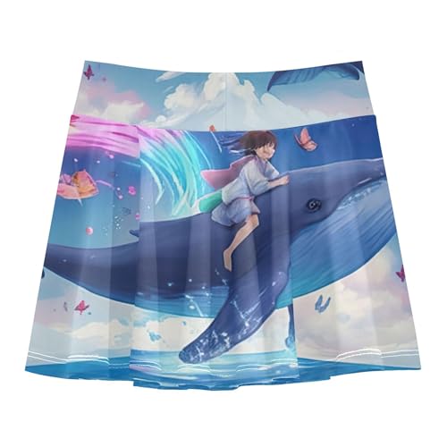 Joisal Girls' Shorts Athletic Skorts Kids Tennis Skirts Personalized School Skirt Magical Scene Blue Whale 3t2