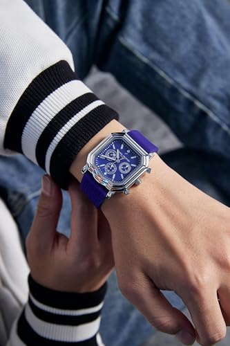Image of Daniel Hechter Paris Moulin Collection Analog Watch for Men with Square Case, Luminous Hands & Markers, Multifunction Dial and Silicone Strap