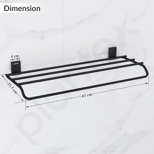 Image of Plantex 304 Grade Stainless Steel 24-inch Bathroom Towel Rack /Towel Bar /Towel Stand /Towel Rod /Bathroom Accessories - Pack of 1 (Crystal - Black)