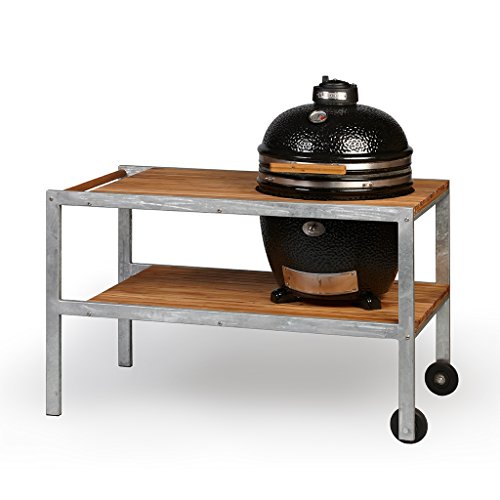 Monolith Barbacoa Classic Black con mesa de madera de teca