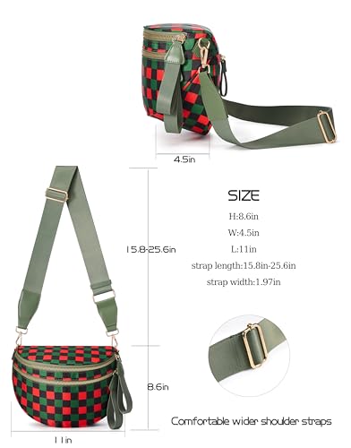 Image of FEIBOON Spacious Checkered Nylon Crossbody Bag Bum Bag Handbags Wallets for Women