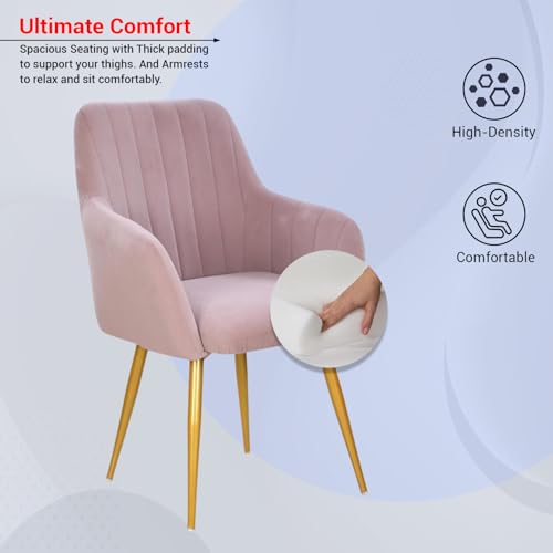 Image of Taboo Velvet Dining Chair Set of 6 | Upholstered Accent Arm Chairs | Soft Cushioned Seat with Backrest | Modern Velvet Fabric Chairs with Metal Legs | Living Room, Bedroom, Cafe & Restaurant | Purple