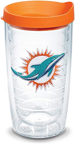 Image of Tervis Made in USA Double Walled NFL Miami Dolphins Insulated Tumbler Cup Keeps Drinks Cold & Hot, 16oz, Primary Logo