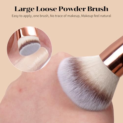 MAANGE 7pcs Makeup Brush Set Double Sided Kabuki Makeup Brushes Contour Brush for Foundation Liquid Powder Concealer Cream Cosmetics Bronzer Blending Blush Buffing Makeup Tools (Coffee) - Thumbnail 5