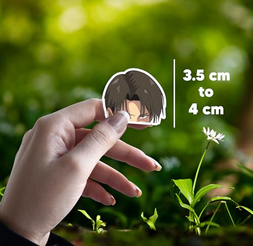 Image of 23PCS Anime Attack on Titan Stickers for Laptop Phone Case Laptop, Journal, Bike Helmet, Diary, Guitar, Mobile Case -Waterproof Residue Free Levi Anime Aesthetic Stickers