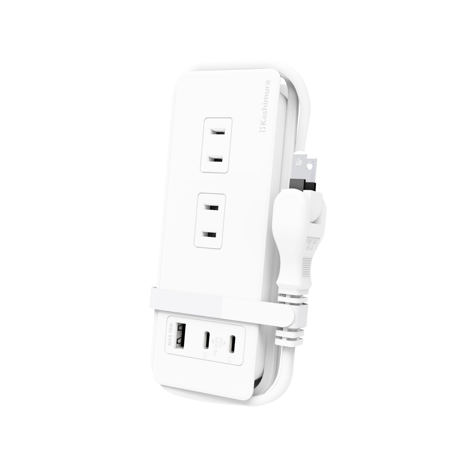 Amazon.co.jp: カシムラ ケーブルを本体に巻きつけられる電源タップ