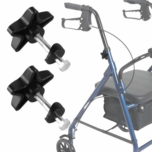 MUROCEA Rollator Walker Replacement Knobs - Arm Height Adjustment Knobs for 3 or 4 Wheeled Rollators, Easy-Grip Replacement Screws, Set of 2 (A)