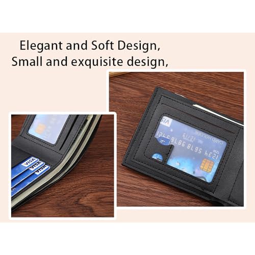 Image of Slim Wallet for Men with Coin Purse, Minimalist Wallet with Zipper, Bifold Mens Wallets with Credit Card Holder, PU Leather Men's Wallet with Money Clip, Carteras Para Hombres (Black E)