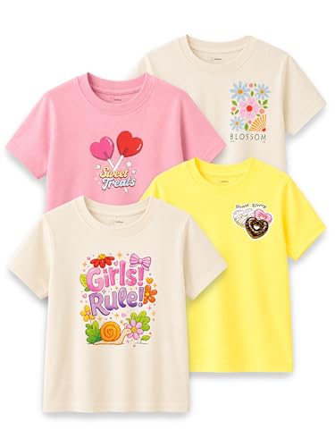 Image of Kidbea Bamboo Kids T-Shirt Ultra-Soft Premium Half Sleeve Graphic Tee for Girls, Casual Summer Wear for Toddlers & Kids