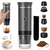 [COMPATIBILITÉ MULTIPLE] - La machine à expresso portable 3 - en - 1 est équipée d'un compartiment à café moulu et d'un compartiment à capsules, compatible avec les petites et grandes capsules et le café moulu