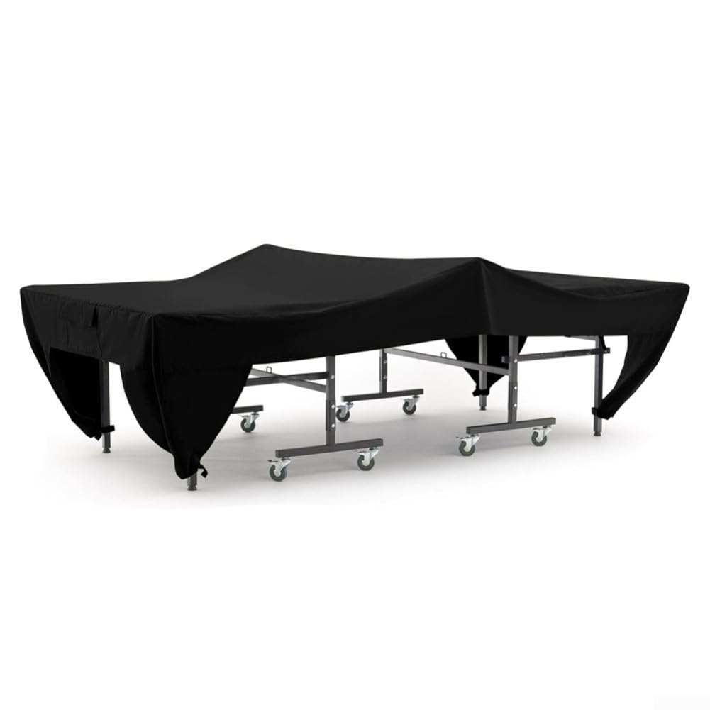 Copertura per tavolo da ping pong, 280 x 153 x 73 cm, impermeabile, antipolvere, tessuto in poliestere 210D, per tavoli da ping pong, non pieghevole, dimensioni standard, nero e grigio