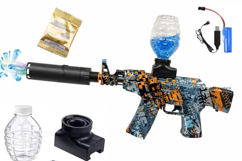 Image of Automatic Gel Blaster Gun for Kids with Silencer with Smoke and Light | Electric Water Gel Ball Shooting Gun for Kids & Teens | Rechargeable | Outdoor Action Toy