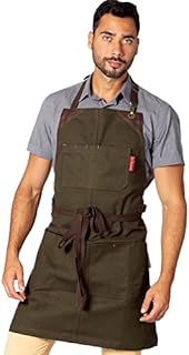 Under NY Sky Knife-Roll Forest Green Apron - Heavy-Duty Canvas, Leather Reinforcement