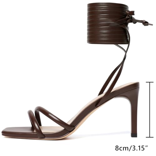 Image of RIBONGZ High Heels for Women Kitten Heeled Sandals with Ankle Strap Round Open Toe Strappy Stiletto Heels Comfort Summer Wedding Party Evening Prom Daily Dressy Shoes