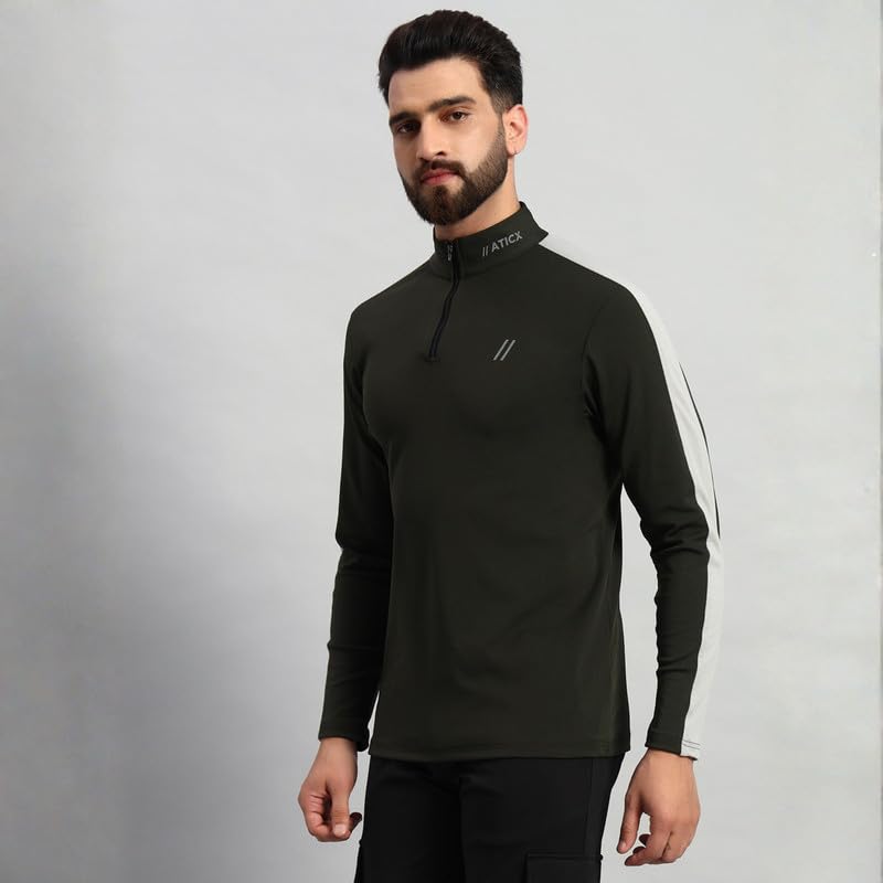 Image of ATICX Polyester Full Sleeve Compression High Turtle Neck Sports Jersey T Shirt for Men - Quick Dry Fit Gym Workout Top for Running, Swimming, Training, Cycling, Football, Badminton
