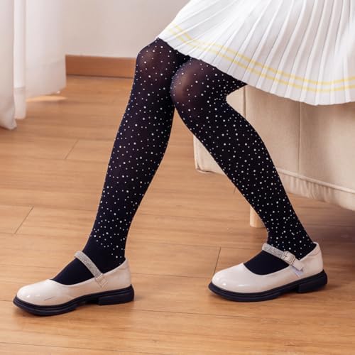 LUCKELF Girls Glitter Tights, Soft Opaque Tights Sparkle Rhinestone Tights School Dress Dance Stockings3