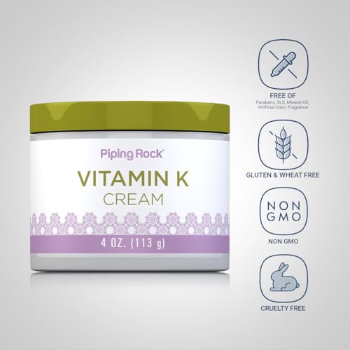 Piping Rock Vitamin K Cream | 4 Ounce | for Bruising, Dark Circles, Spider Veins, Eyes, Skin and Face