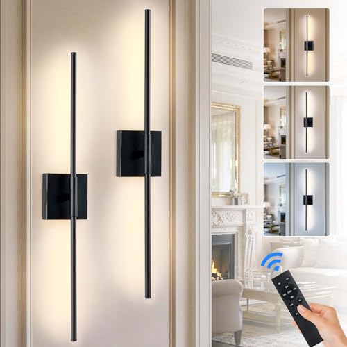 [2 Stück] Wandleuchte Akku Innen Quadrat mit Fernbedienung 360 Drehbar Wandlampe Ohne Stromanschluss 4000mAh LED Wandleuchten Dimmbar mit Touch & Timer Kabellos Ohne Bohren für Schlafzimmer