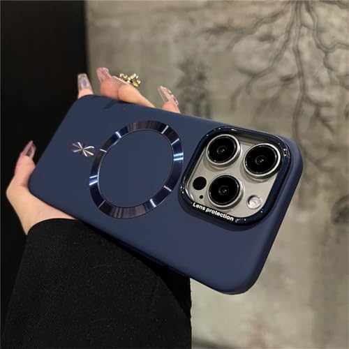 Coque de luxe iPhone 13 Pro bleu marine rigide mat et magnétique
