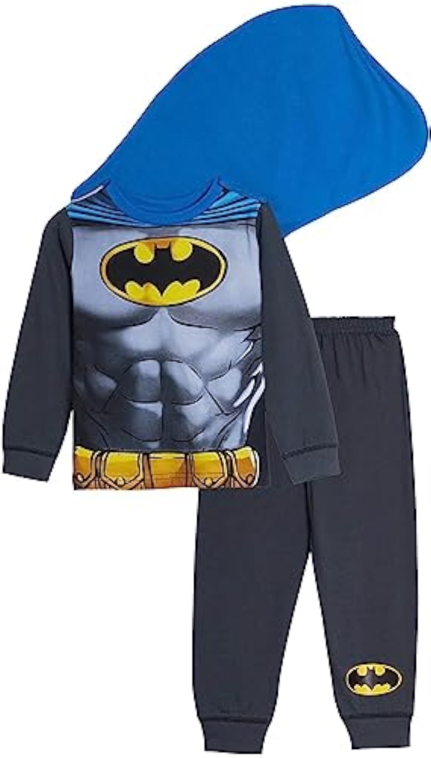 BATMAN Pijama con Capa para Niños, Disfraz - 7-8 Años: 128cm