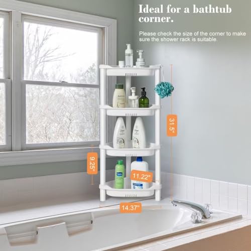 Elyken 4 Tier Shower Caddy Organizer Shelf Corner, 14.4 X 11.2 X 31.5 Inches, Rustproof, Plastic Shower Rack Stands For Inside Bathroom thumb #6