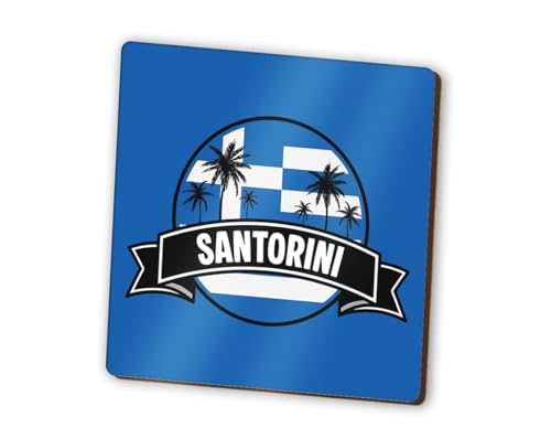 1 imán cuadrado de Santorini, bandera de Grecia, isla griega, horizonte de la ciudad, nevera, magnético, viajes, vacaciones, familia, amigos, mujeres y hombres #83267