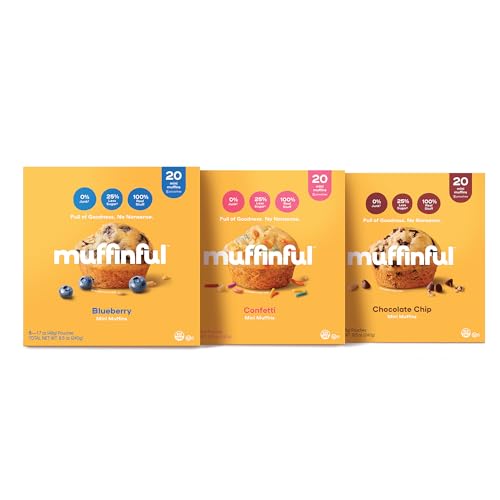 Muffinful Mini Muffins Variety Pack – Bakery Fresh Bite-Sized Treats – 60 Muffins Total (15 Packs of 4) – Less Sugar, Nothing Artificial, Individually Wrapped